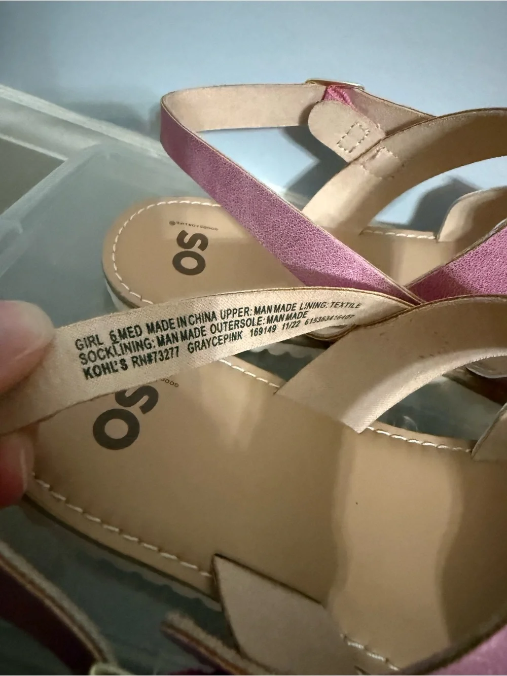 SO Girls' Pink Metallic Wave-Strap Sandals